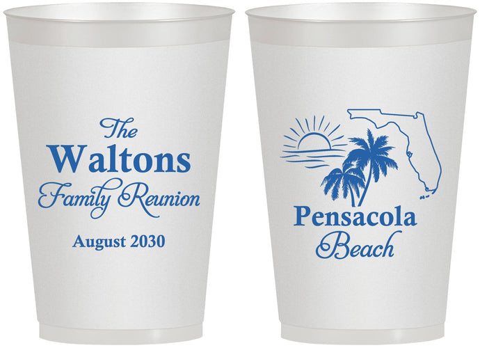 Personalized Family Reunion 12 oz Frosted Cups - Florida Beach | 160036