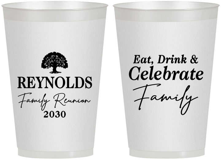 Personalized Family Reunion 12 oz Frosted Cups - Eat Drink Celebrate | 160053
