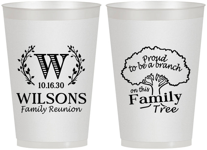 Personalized Family Reunion 12 oz Frosted Cups - Monogram Tree | 160056