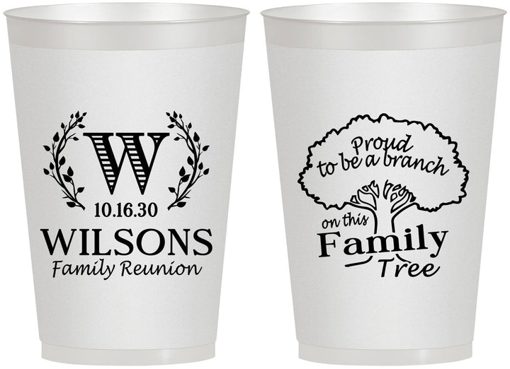 Personalized Family Reunion 12 oz Frosted Cups - Monogram Tree | 160056