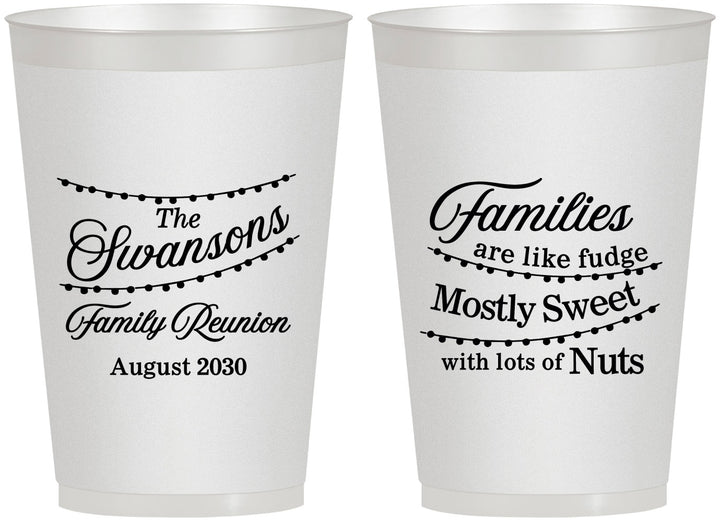 Personalized Family Reunion 12 oz Frosted Cups - String Lights | 160059
