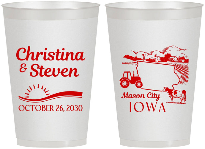 Personalized Wedding 12 oz Frosted Cups - Iowa | 164