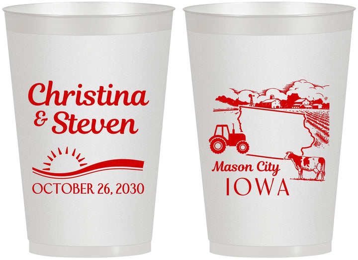 Personalized Wedding 12 oz Frosted Cups - Iowa | 164