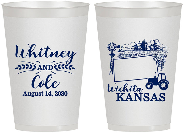 Personalized Wedding 12 oz Frosted Cups - Kansas | 165