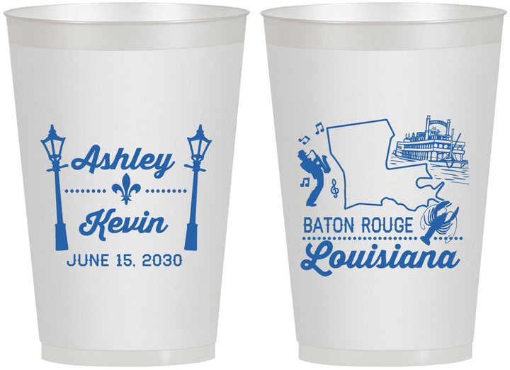 Personalized Wedding 12 oz Frosted Cups - Louisiana | 167