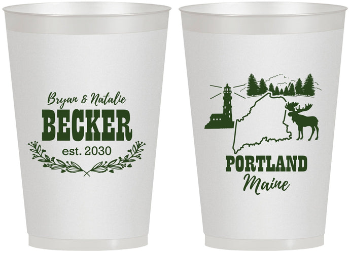 Personalized Wedding 12 oz Frosted Cups - Maine | 168
