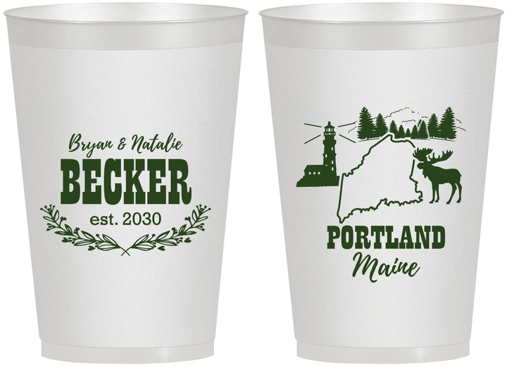 Personalized Wedding 12 oz Frosted Cups - Maine | 168