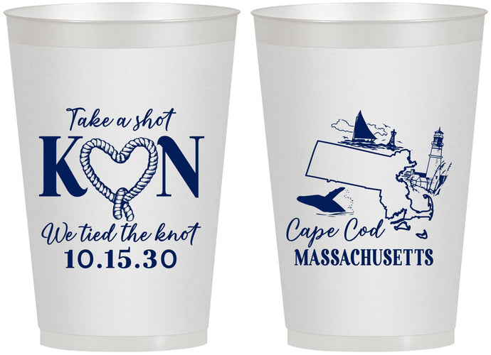 Personalized Wedding 12 oz Frosted Cups - Massachusetts | 170