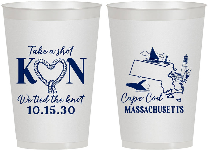 Personalized Wedding 12 oz Frosted Cups - Massachusetts | 170