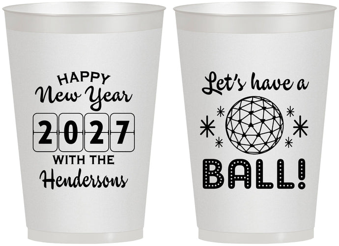 Personalized New Years 12 oz Frosted Cups - 2027 Lets Have A Ball | 170001