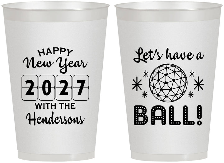 Personalized New Years 12 oz Frosted Cups - 2027 Lets Have A Ball | 170001