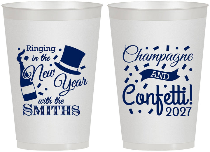 Personalized New Years 12 oz Frosted Cups - 2027 Confetti | 170003