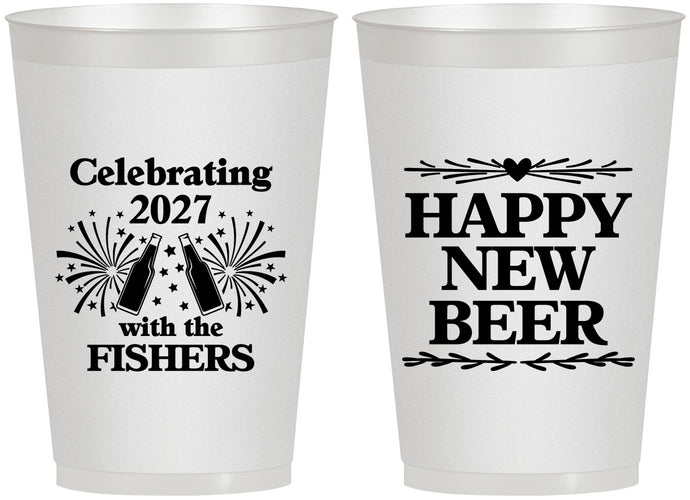Personalized New Years 12 oz Frosted Cups - 2027 Happy New Beer | 170004