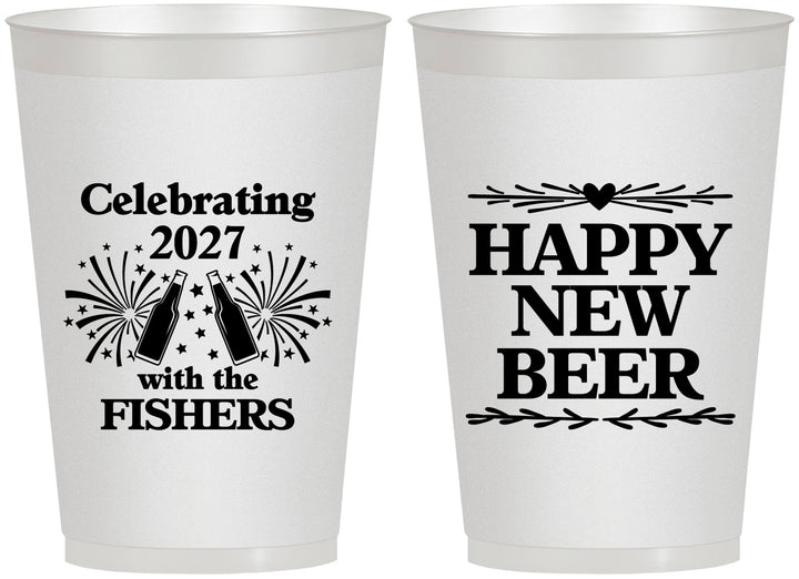 Personalized New Years 12 oz Frosted Cups - 2027 Happy New Beer | 170004