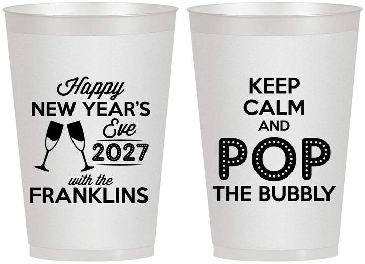 Personalized New Years 12 oz Frosted Cups - 2027 Pop The Bubbly | 170006