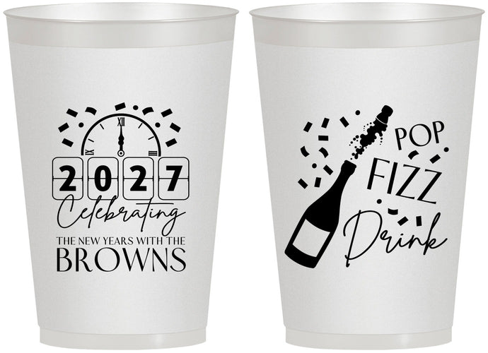 Personalized New Years 12 oz Frosted Cups - 2027 Pop Fizz Drink | 170009