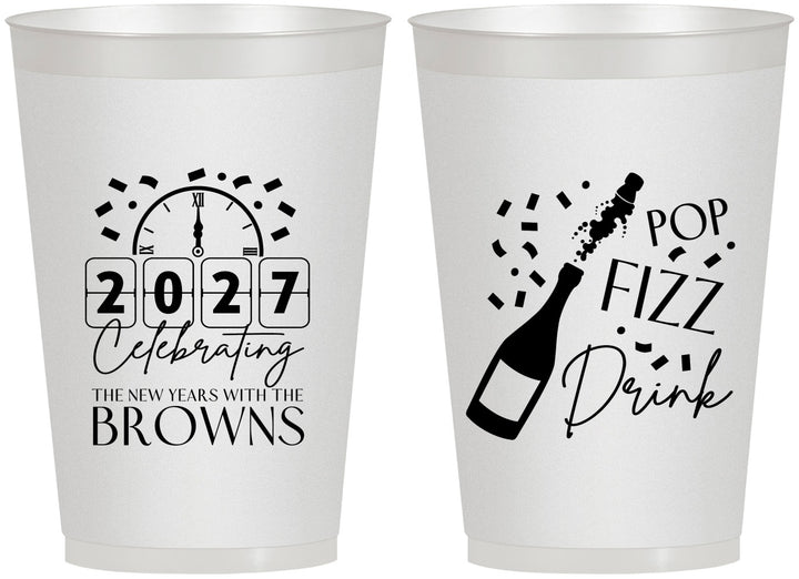 Personalized New Years 12 oz Frosted Cups - 2027 Pop Fizz Drink | 170009