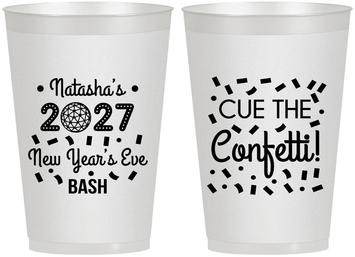 Personalized New Years 12 oz Frosted Cups - 2027 Nye Confetti | 170012