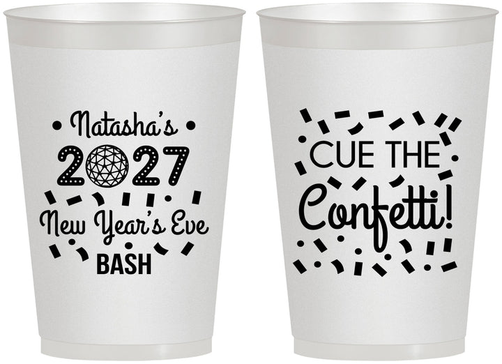 Personalized New Years 12 oz Frosted Cups - 2027 Nye Confetti | 170012