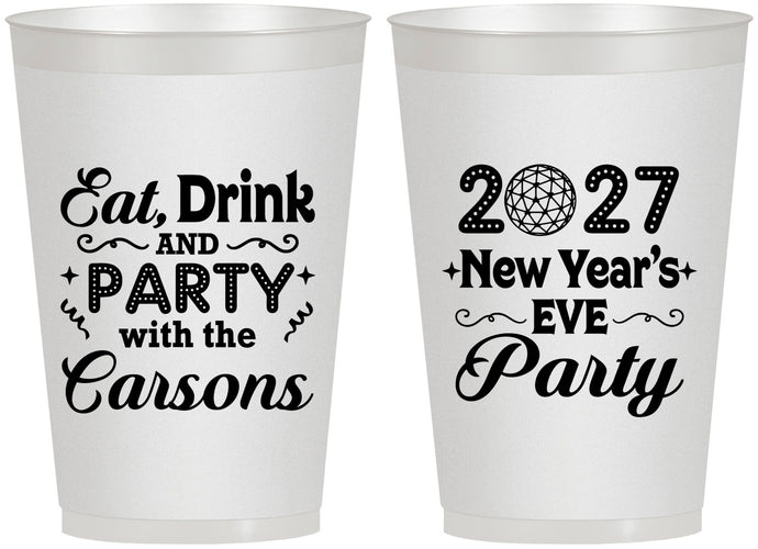 Personalized New Years 12 oz Frosted Cups - 2027 Eat Drink Party | 170022