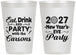 Personalized New Years 12 oz Frosted Cups - 2027 Eat Drink Party | 170022