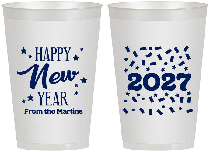 Personalized New Years 12 oz Frosted Cups - 2027 Confetti | 170027