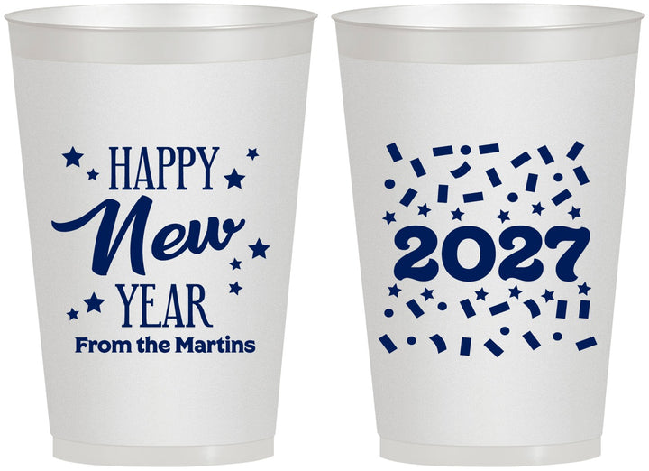 Personalized New Years 12 oz Frosted Cups - 2027 Confetti | 170027