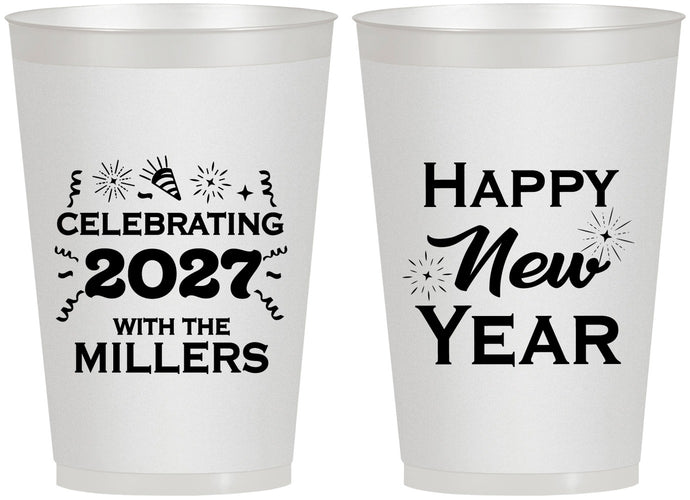 Personalized New Years 12 oz Frosted Cups - 2027 Nye Confetti | 170028
