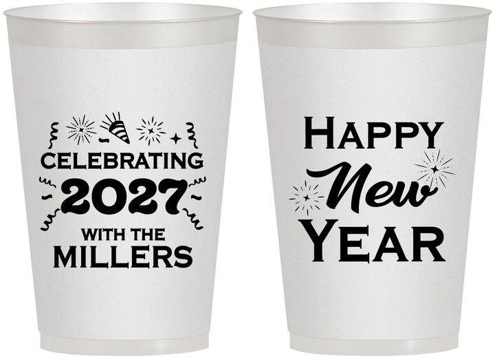 Personalized New Years 12 oz Frosted Cups - 2027 Nye Confetti | 170028