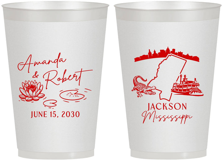 Personalized Wedding 12 oz Frosted Cups - Mississippi | 173