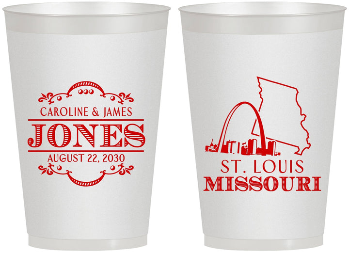 Personalized Wedding 12 oz Frosted Cups - Missouri | 174