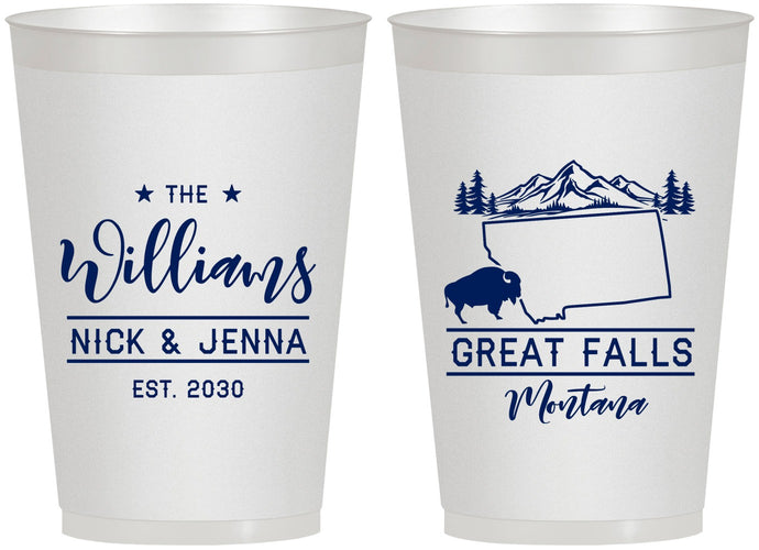 Personalized Wedding 12 oz Frosted Cups - Montana | 175