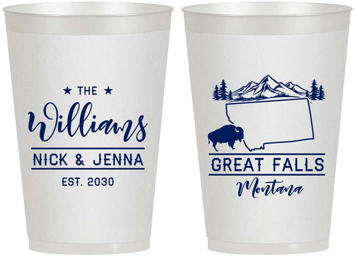 Personalized Wedding 12 oz Frosted Cups - Montana | 175