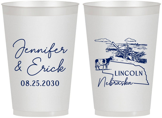 Personalized Wedding 12 oz Frosted Cups - Nebraska | 176