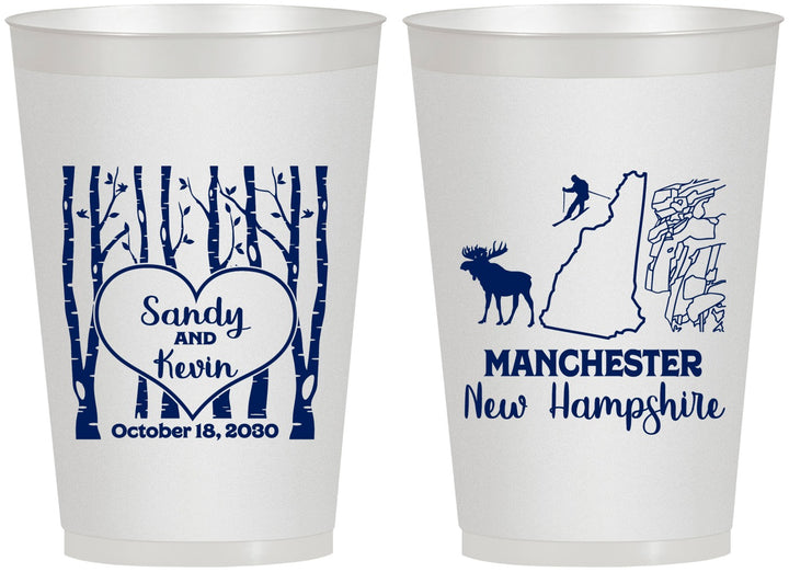 Personalized Wedding 12 oz Frosted Cups - New Hampshire | 178