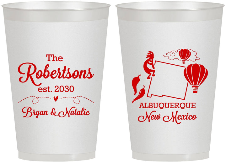 Personalized Wedding 12 oz Frosted Cups - New Mexico | 180