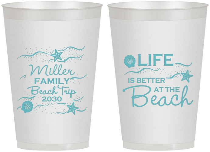 Personalized Family Vacation 12 oz Frosted Cups - Life Is Better At The Beach | 180001