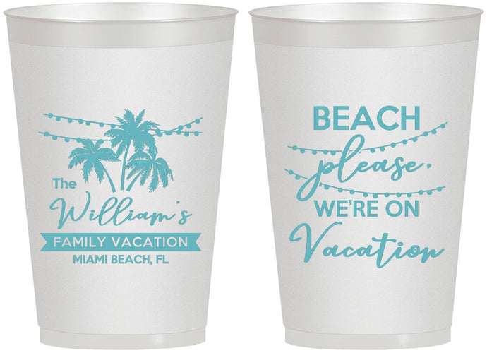 Personalized Family Vacation 12 oz Frosted Cups - Beach Please | 180004