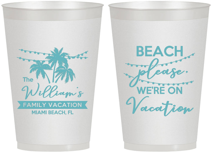 Personalized Family Vacation 12 oz Frosted Cups - Beach Please | 180004