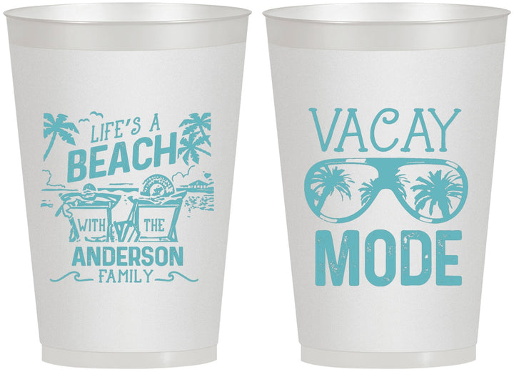 Personalized Family Vacation 12 oz Frosted Cups - Lifes A Beach | 180008