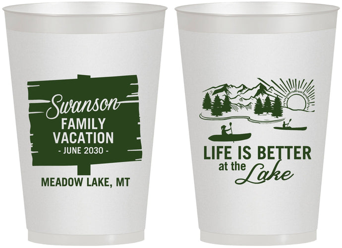 Personalized Family Vacation 12 oz Frosted Cups - Life Is Better At The Lake | 180010