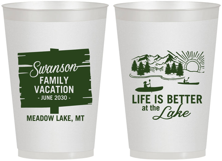 Personalized Family Vacation 12 oz Frosted Cups - Life Is Better At The Lake | 180010