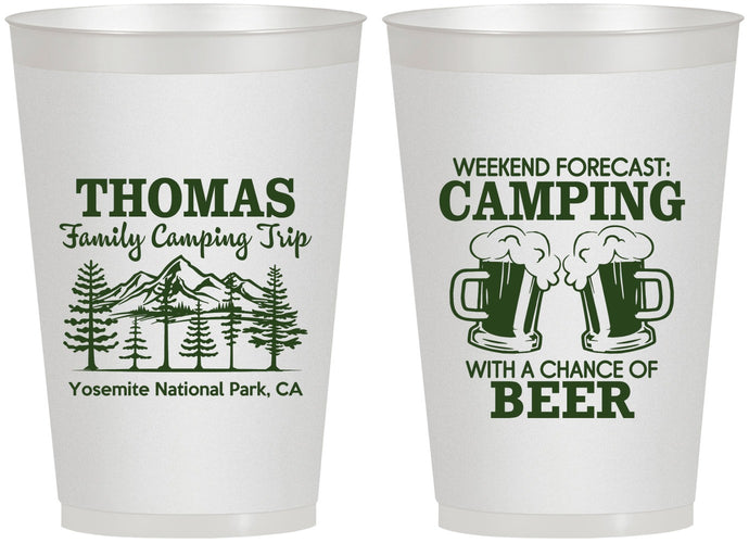 Personalized Family Vacation 12 oz Frosted Cups - Camping Park | 180013