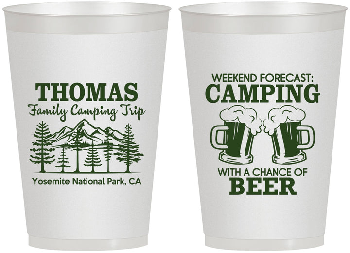 Personalized Family Vacation 12 oz Frosted Cups - Camping Park | 180013