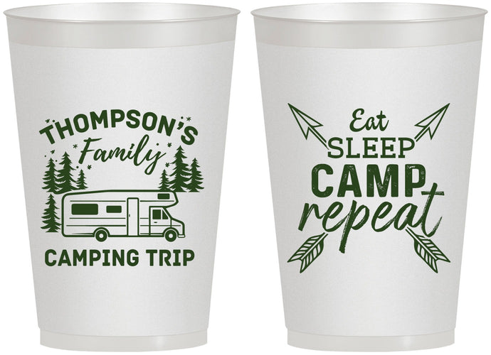Personalized Family Vacation 12 oz Frosted Cups - Camping Trip | 180016