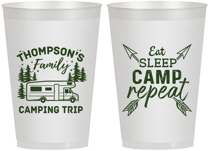 Personalized Family Vacation 12 oz Frosted Cups - Camping Trip | 180016