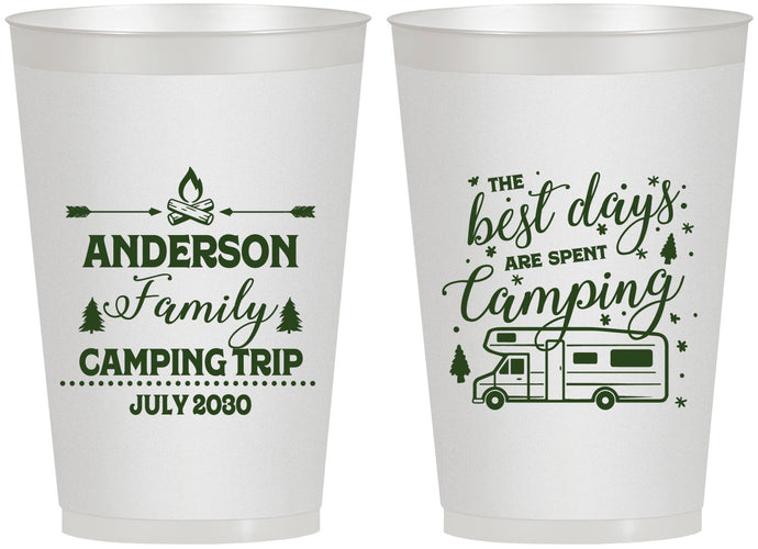 Personalized Family Vacation 12 oz Frosted Cups - Camping Trip | 180017