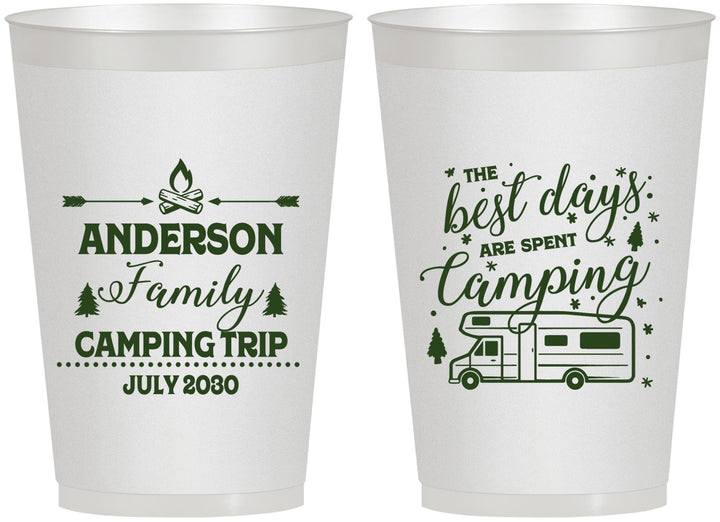 Personalized Family Vacation 12 oz Frosted Cups - Camping Trip | 180017