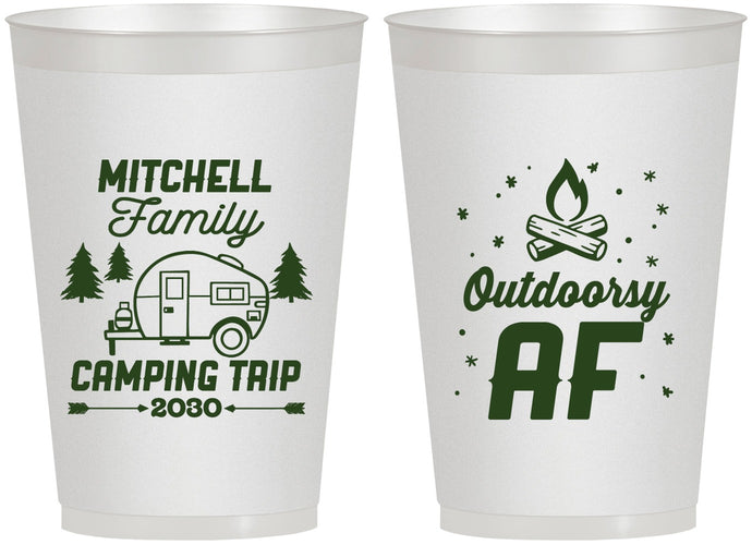 Personalized Family Vacation 12 oz Frosted Cups - Camping Trip | 180018