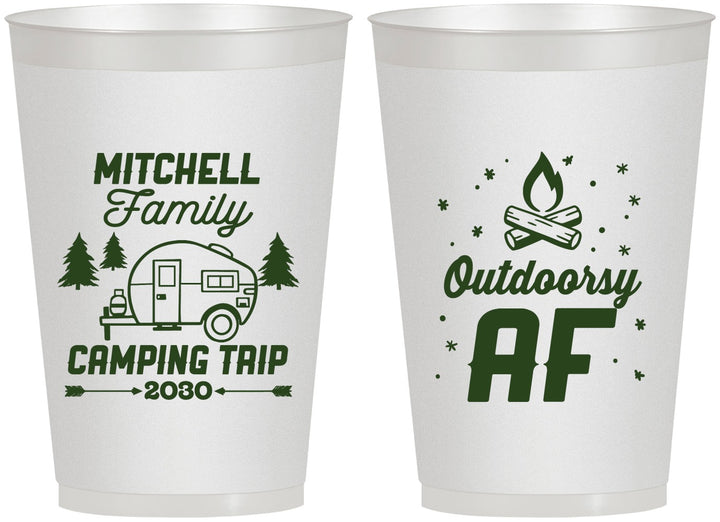 Personalized Family Vacation 12 oz Frosted Cups - Camping Trip | 180018